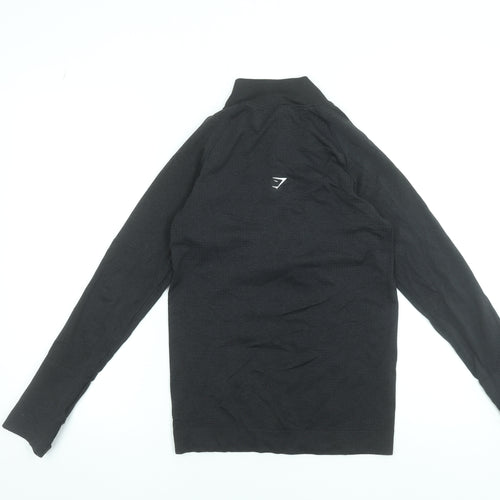 Gymshark Women Black Long Sleeve 1/4 Zip Slim Fit Training Top Size S