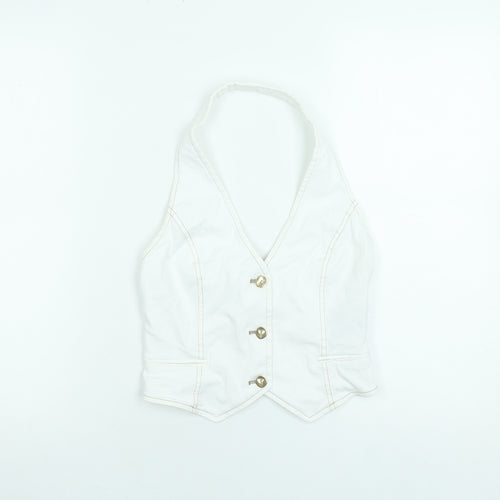 ZARA Women White Halter Button Camisole Blouse Size S