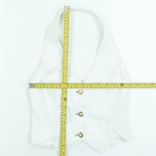 ZARA Women White Halter Button Camisole Blouse Size S