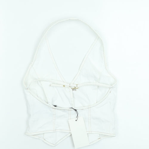 ZARA Women White Halter Button Camisole Blouse Size S