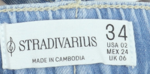 Stradivarius Women’s Blue Denim Mom Shorts Size 6
