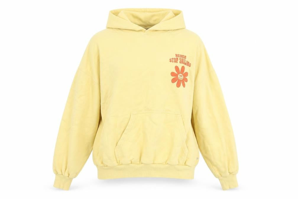 Pull&Bear Teens Yellow Graphic Pullover Hoodie Size S