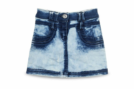 Front view of Zola Kids Blue Denim Mini Skirt girls’, size 20 plus, casual stretch