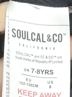 SoulCal & Co Boys Black Hooded Puffer Jacket 7-8 Years Quilted Zip Coat