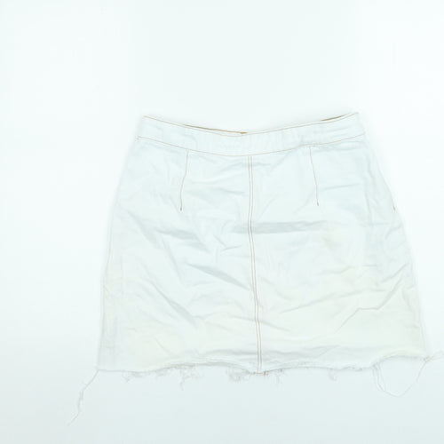 Denim Co. Women White Cotton Button Mini Skirt Size 12