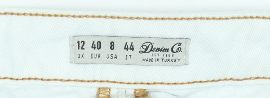 Denim Co. Women White Cotton Button Mini Skirt Size 12