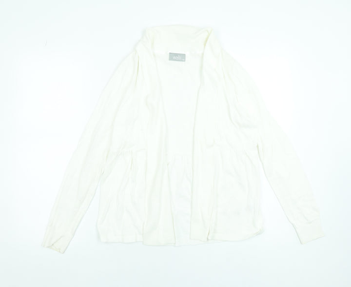 Wallis Women Ivory Cotton Long Sleeve Open Cardigan M