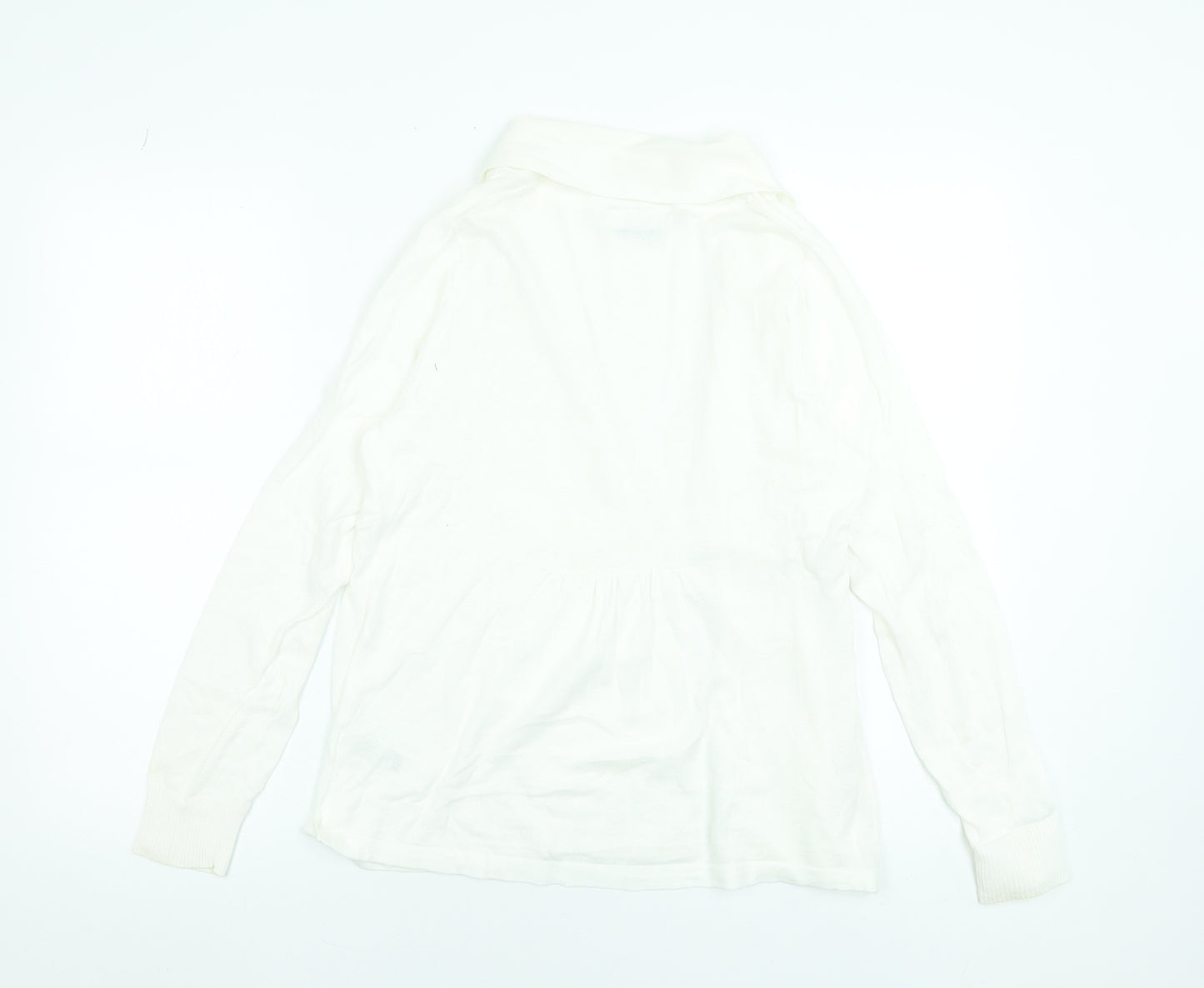 Wallis Women Ivory Cotton Long Sleeve Open Cardigan M