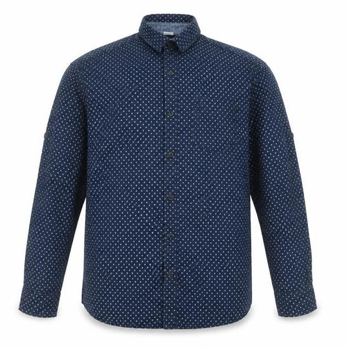 s.Oliver Men's Blue Geometric Long Sleeve Button-Up Shirt XL