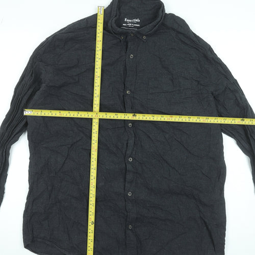 Jack & Jones Men's Grey Flannel Button-Up Shirt Size 2XL Regular Fit