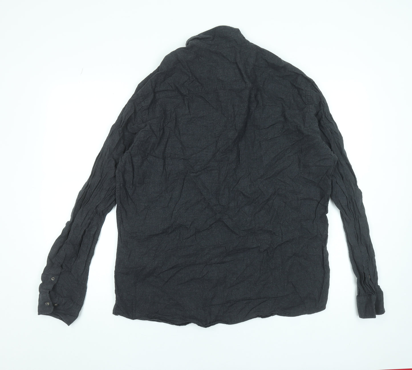 Jack & Jones Men's Grey Flannel Button-Up Shirt Size 2XL Regular Fit