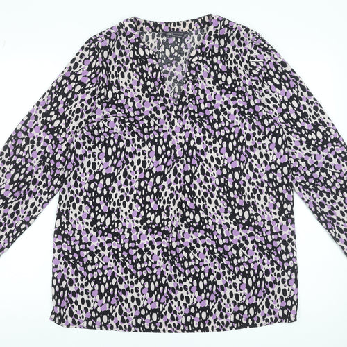 Marks and Spencer Women's Multicoloured Animal Print Long Sleeve Blouse Size 12