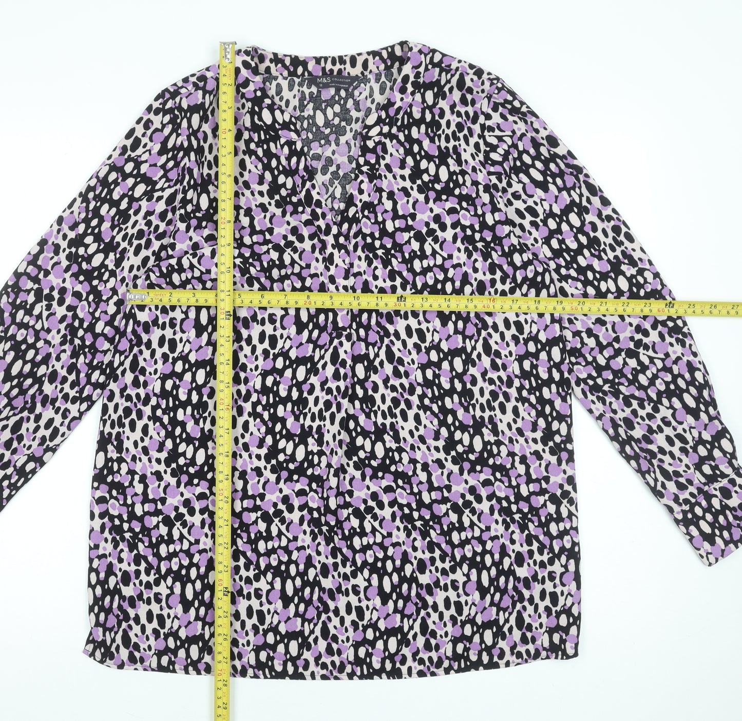 Marks and Spencer Women's Multicoloured Animal Print Long Sleeve Blouse Size 12