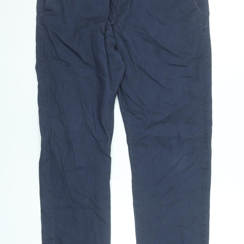 Avenue Men's Navy Blue Chino Trousers 38in Waist Cotton Blend