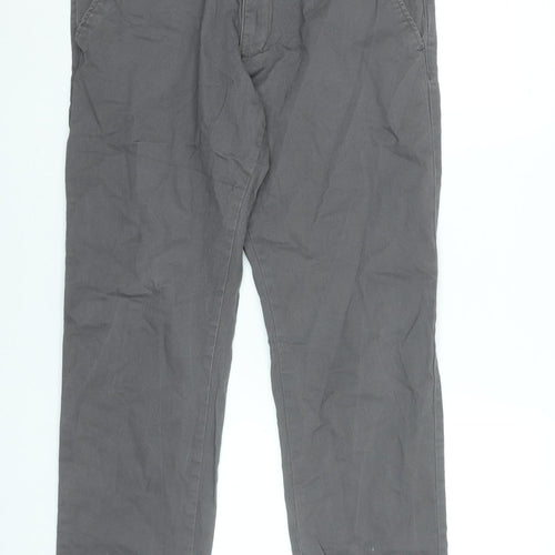 Avenue Men's Grey Chino Trousers Size 36 Regular Fit Cotton Blend