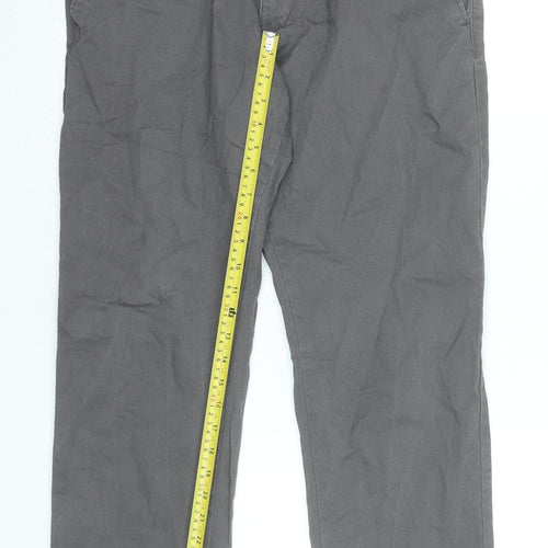 Avenue Men's Grey Chino Trousers Size 36 Regular Fit Cotton Blend