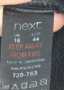 Next Women Black Fleece 1/2 Zip Pullover Sweatshirt UK 16