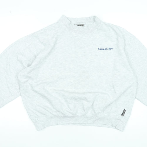 Reebok Essentials Women's Grey Pullover Sweatshirt M Casual Logo Crew Neck