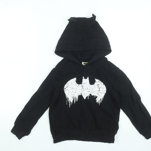 Next Boys Black Batman Pullover Hoodie 5-6 Years Cotton Blend