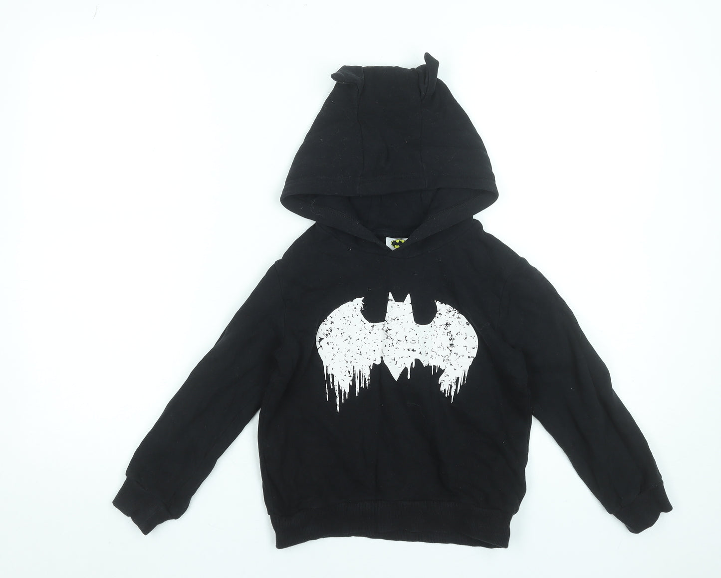 Next Boys Black Batman Pullover Hoodie 5-6 Years Cotton Blend