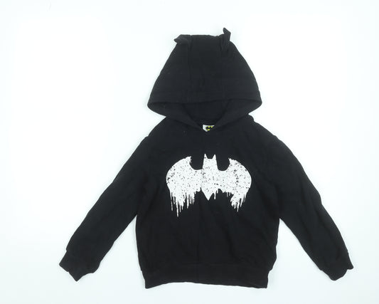 Next Boys Black Batman Pullover Hoodie 5-6 Years Cotton Blend