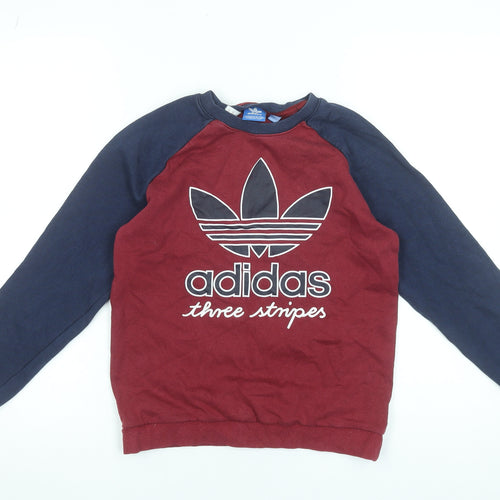 Adidas Boys Multicoloured 11-12 Years Pullover Sweatshirt Crew Neck Logo