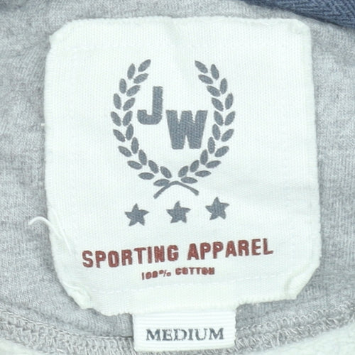 Jack Wills Men's Grey Pullover Hoodie Medium Embroidered Logo