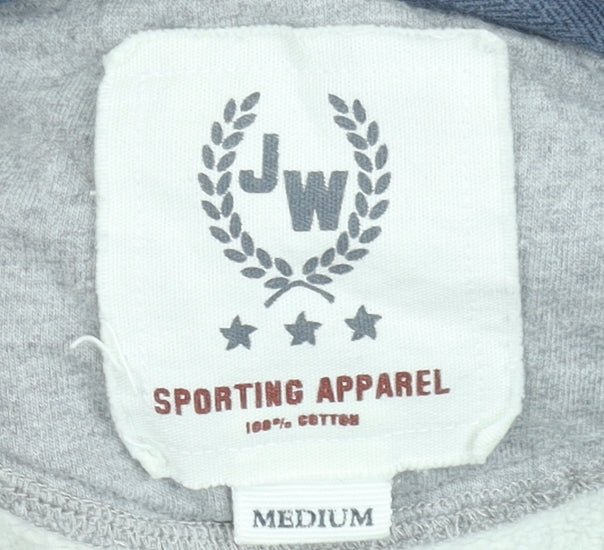 Jack Wills Men's Grey Pullover Hoodie Medium Embroidered Logo