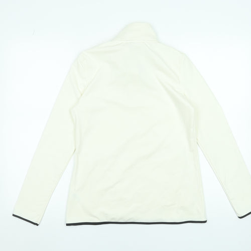 Souluxe Women Ivory High Neck 1/4 Zip Long Sleeve Activewear Top S