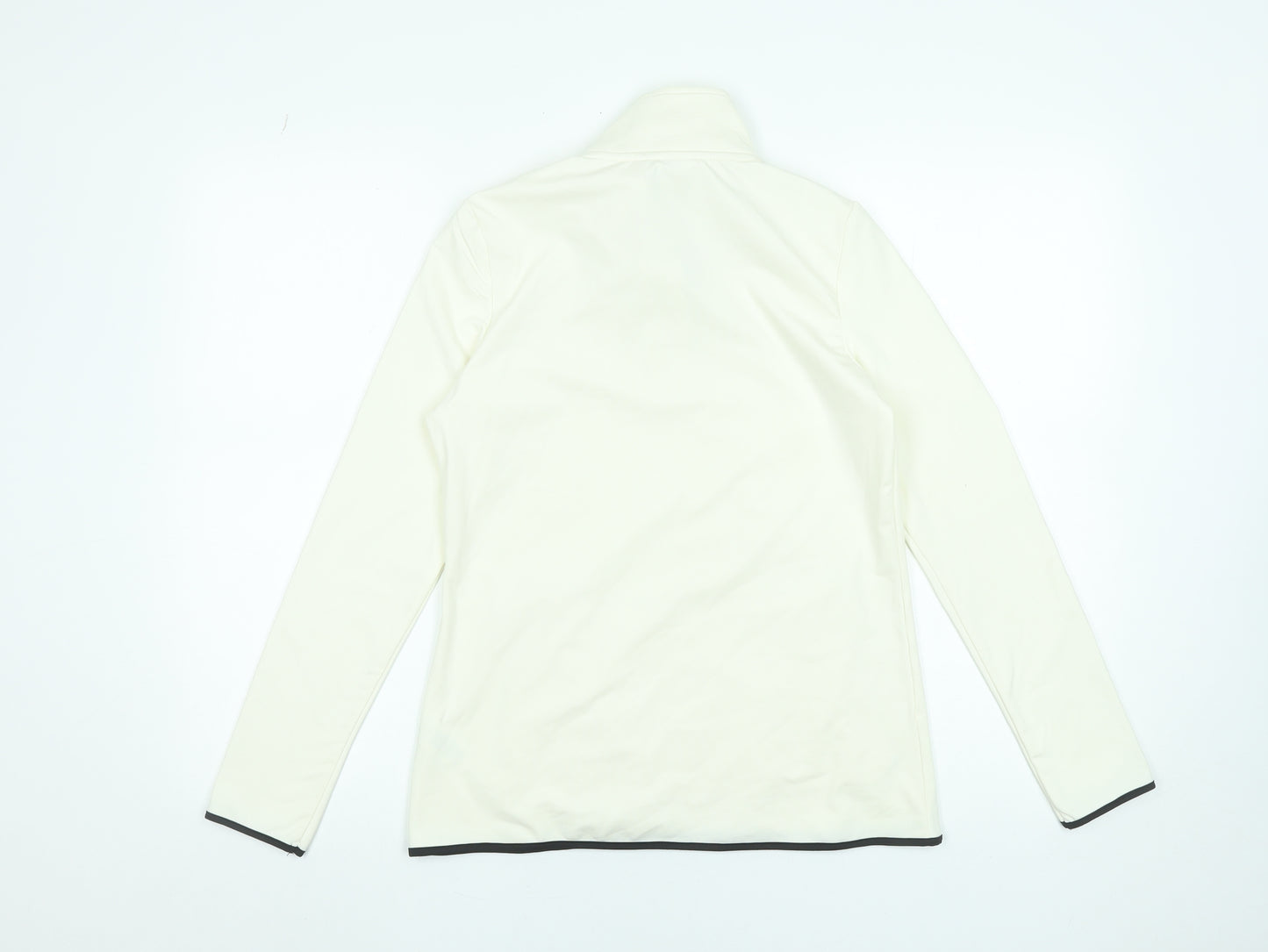 Souluxe Women Ivory High Neck 1/4 Zip Long Sleeve Activewear Top S