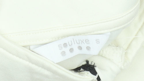 Souluxe Women Ivory High Neck 1/4 Zip Long Sleeve Activewear Top S
