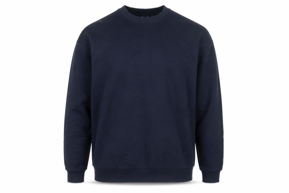Front view of ASOS DESIGN Men’s Navy Blue L Pullover Cotton Sweatshirt Crew Neck