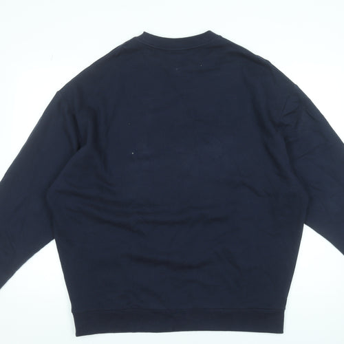 ASOS DESIGN Men’s Navy Blue L Pullover Cotton Sweatshirt Crew Neck
