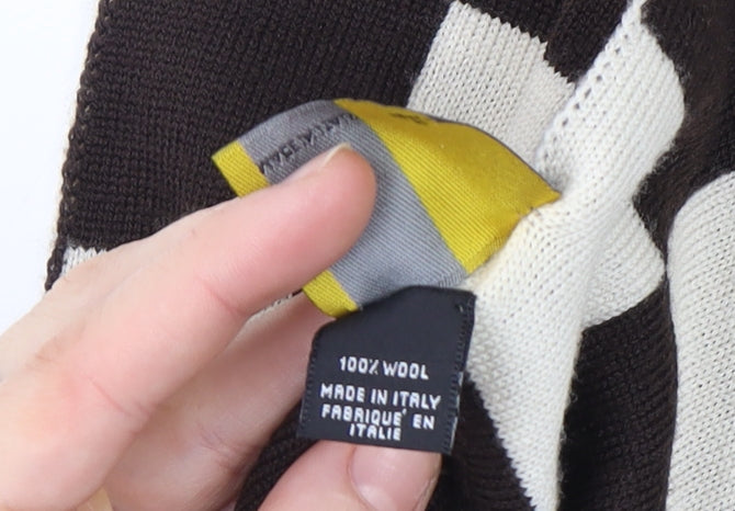 Fendi Women’s Black & White Wool Rectangle Scarf Check Pattern Made in Italy