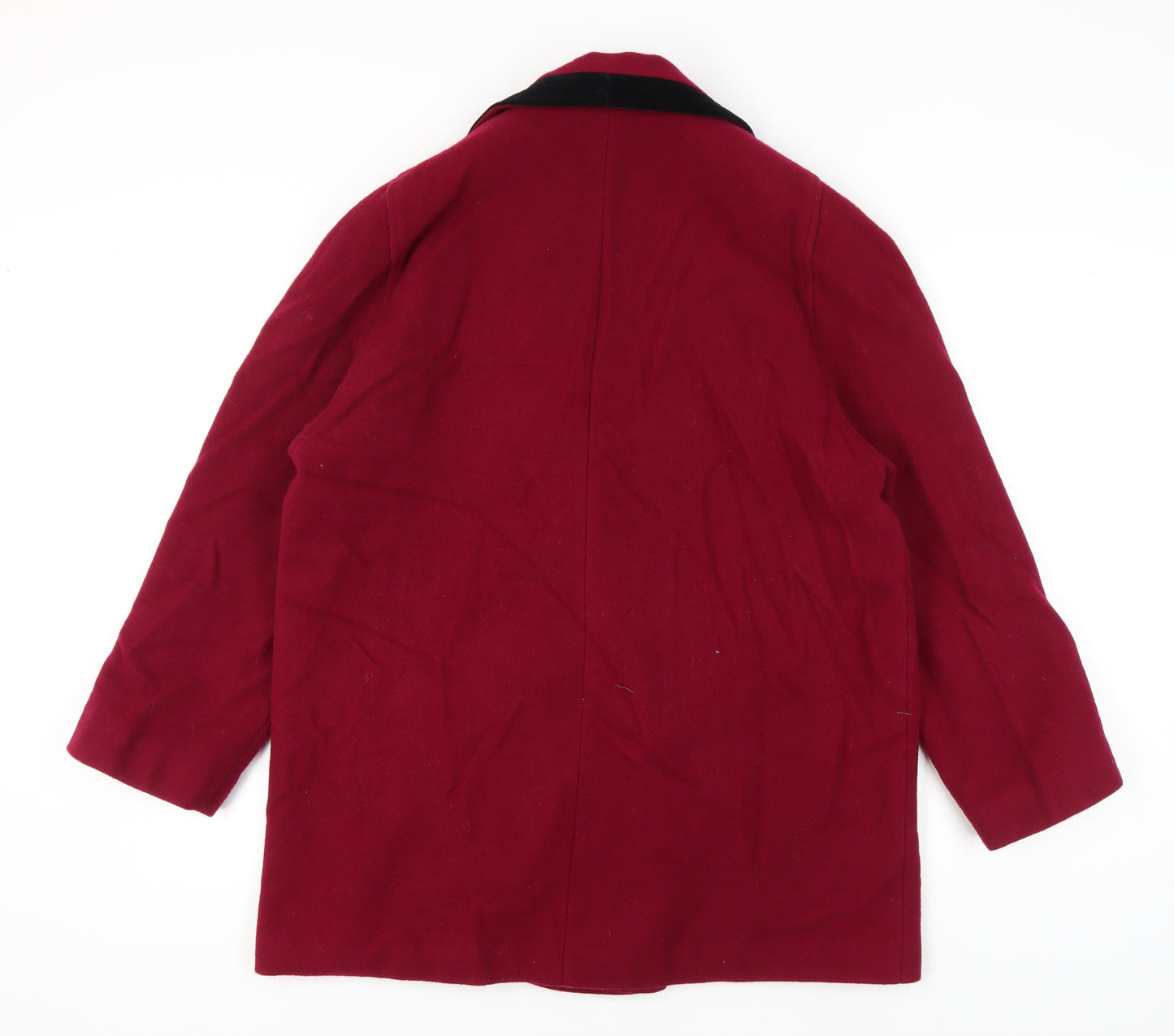 Vintage Women's Red Wool Pea Coat Size 16 Double-Breasted UK