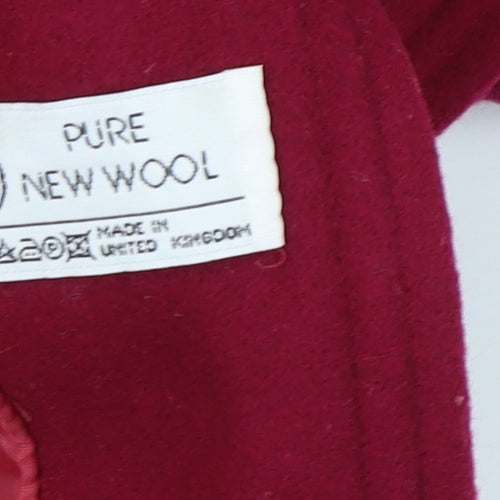 Vintage Women's Red Wool Pea Coat Size 16 Double-Breasted UK