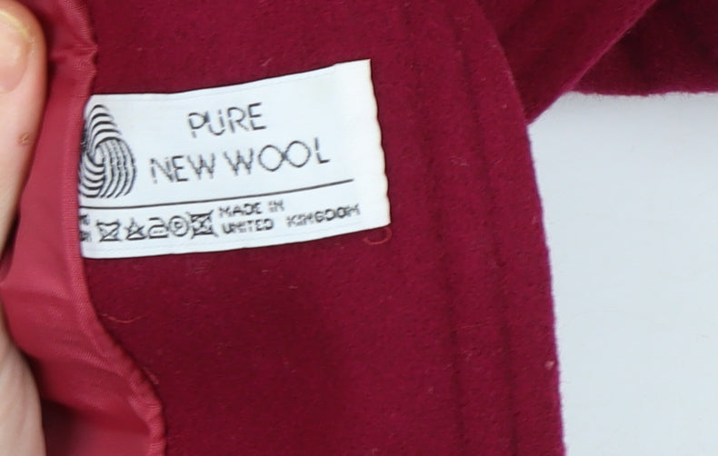 Vintage Women's Red Wool Pea Coat Size 16 Double-Breasted UK