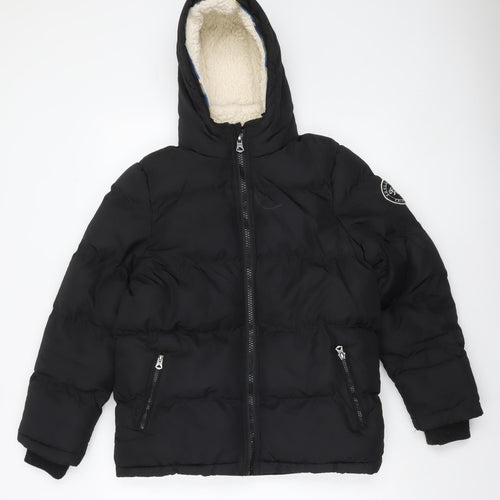 SoulCal & Co Boys Black Hooded Puffer Jacket 13 Years Winter Coat