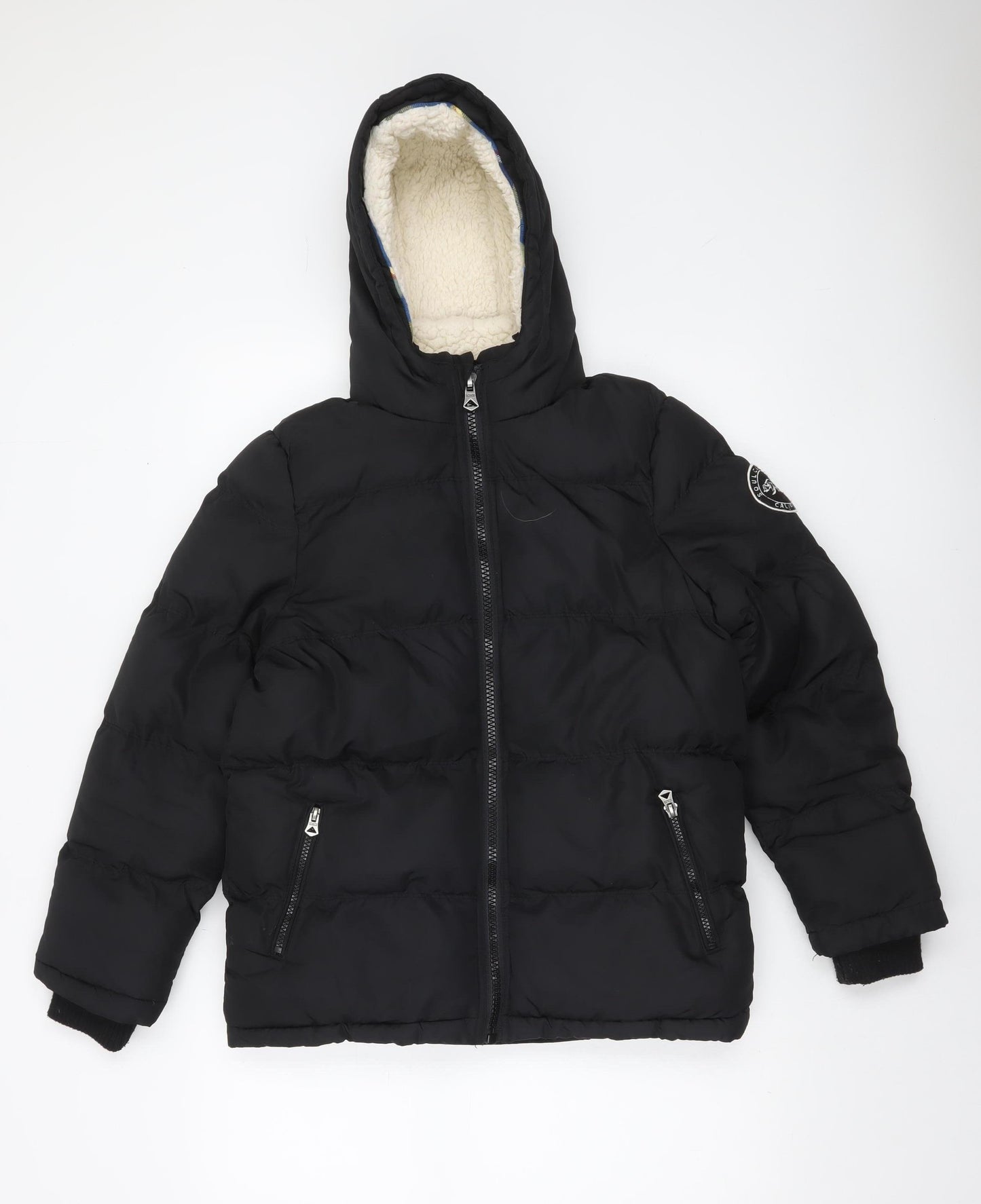 SoulCal & Co Boys Black Hooded Puffer Jacket 13 Years Winter Coat
