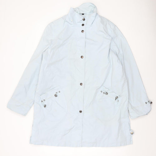 Four Seasons Women's Blue Long Rain Coat L Lightweight Water Resistant