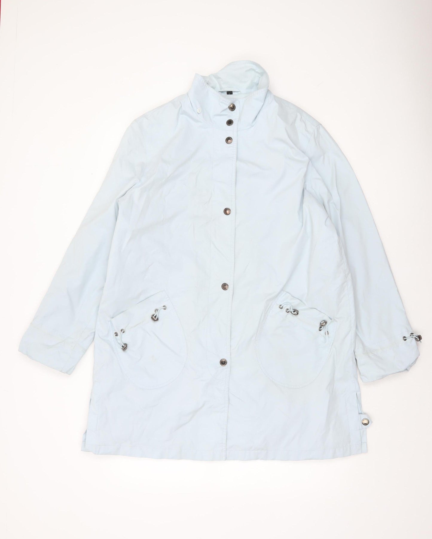 Four Seasons Women's Blue Long Rain Coat L Lightweight Water Resistant