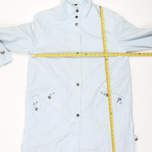 Four Seasons Women's Blue Long Rain Coat L Lightweight Water Resistant