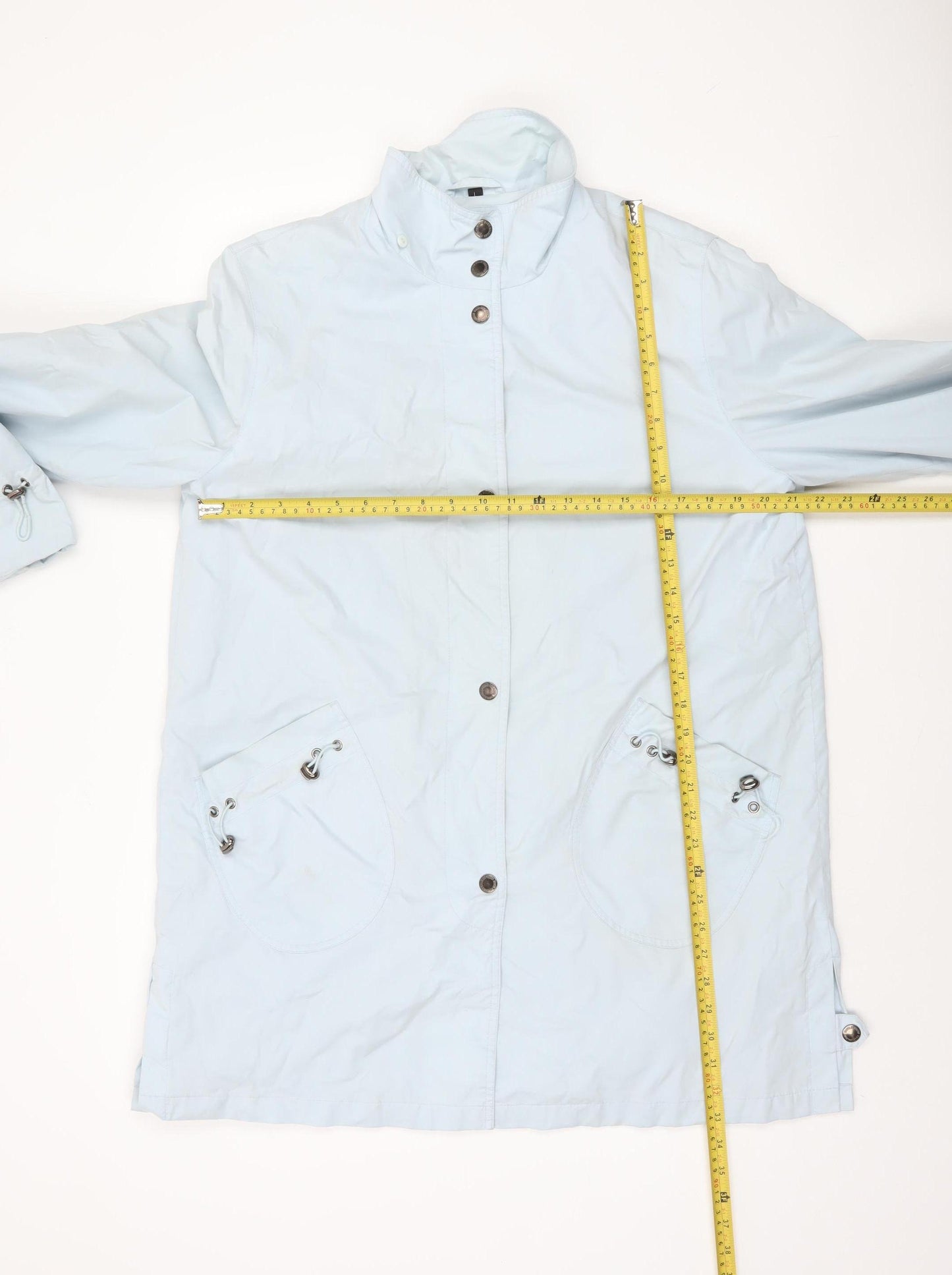 Four Seasons Women's Blue Long Rain Coat L Lightweight Water Resistant