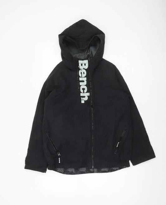 Bench Boys Black Hooded Puffer Jacket 11-12 Years Lined Zip Pockets
