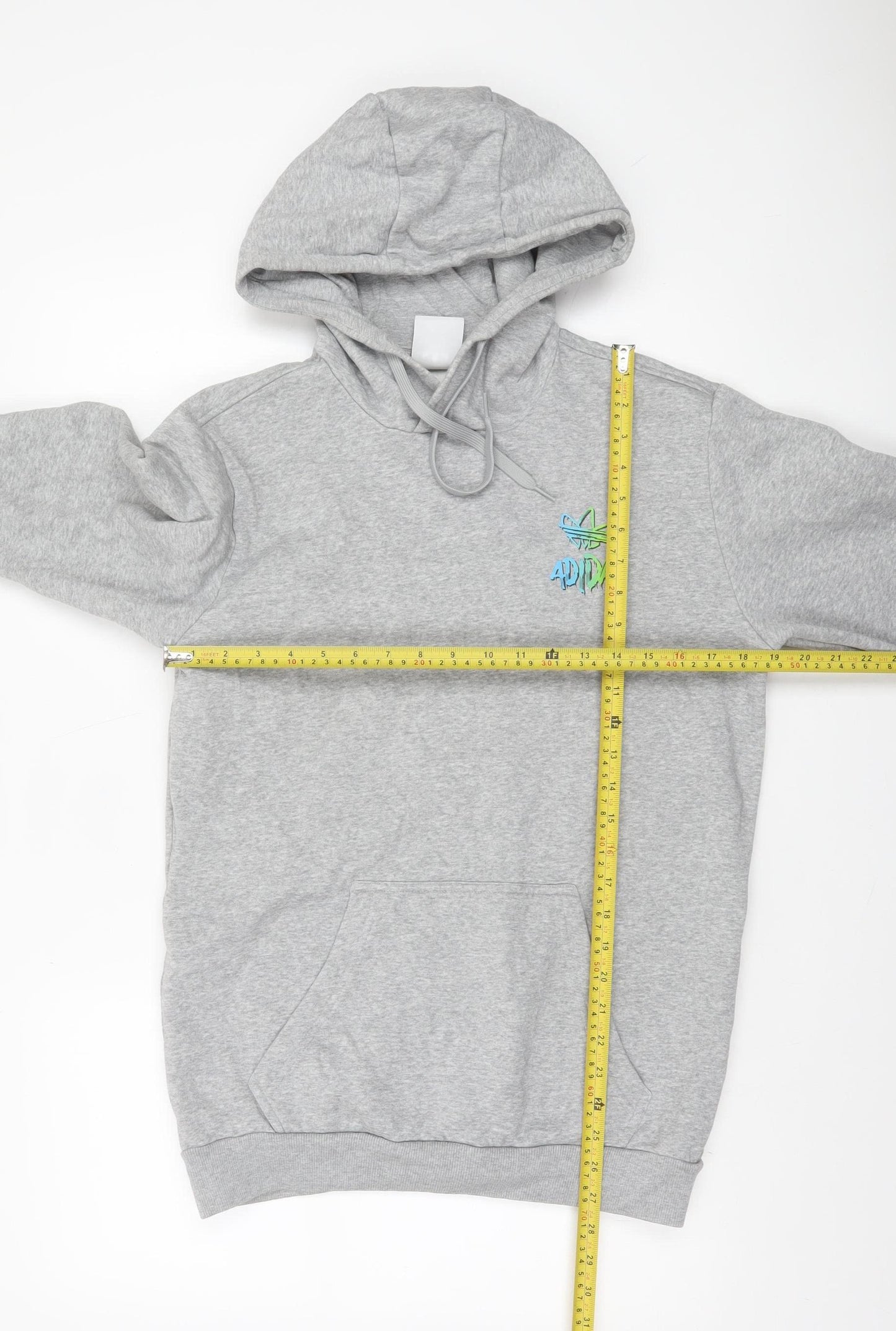 Adidas Men's Grey Pullover Hoodie S Logo Graphic Fleece Sweatshirt