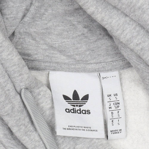 Adidas Men's Grey Pullover Hoodie S Logo Graphic Fleece Sweatshirt