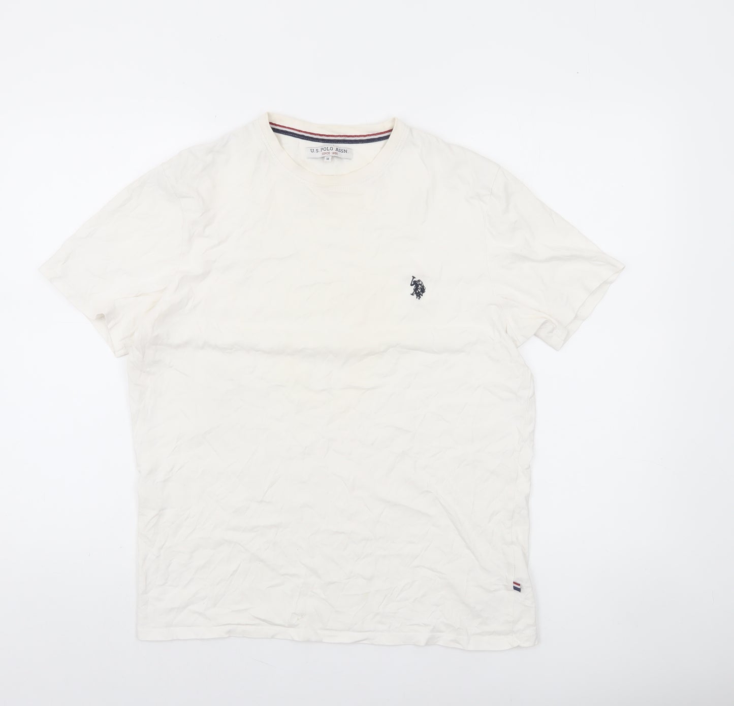 U.S. Polo Assn. Men's White Crew Neck Cotton T-Shirt Size M