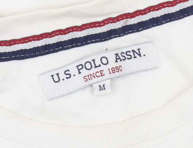 U.S. Polo Assn. Men's White Crew Neck Cotton T-Shirt Size M