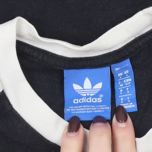 Adidas Women's Black Ringer Crew Neck Short Sleeve T-Shirt Size S