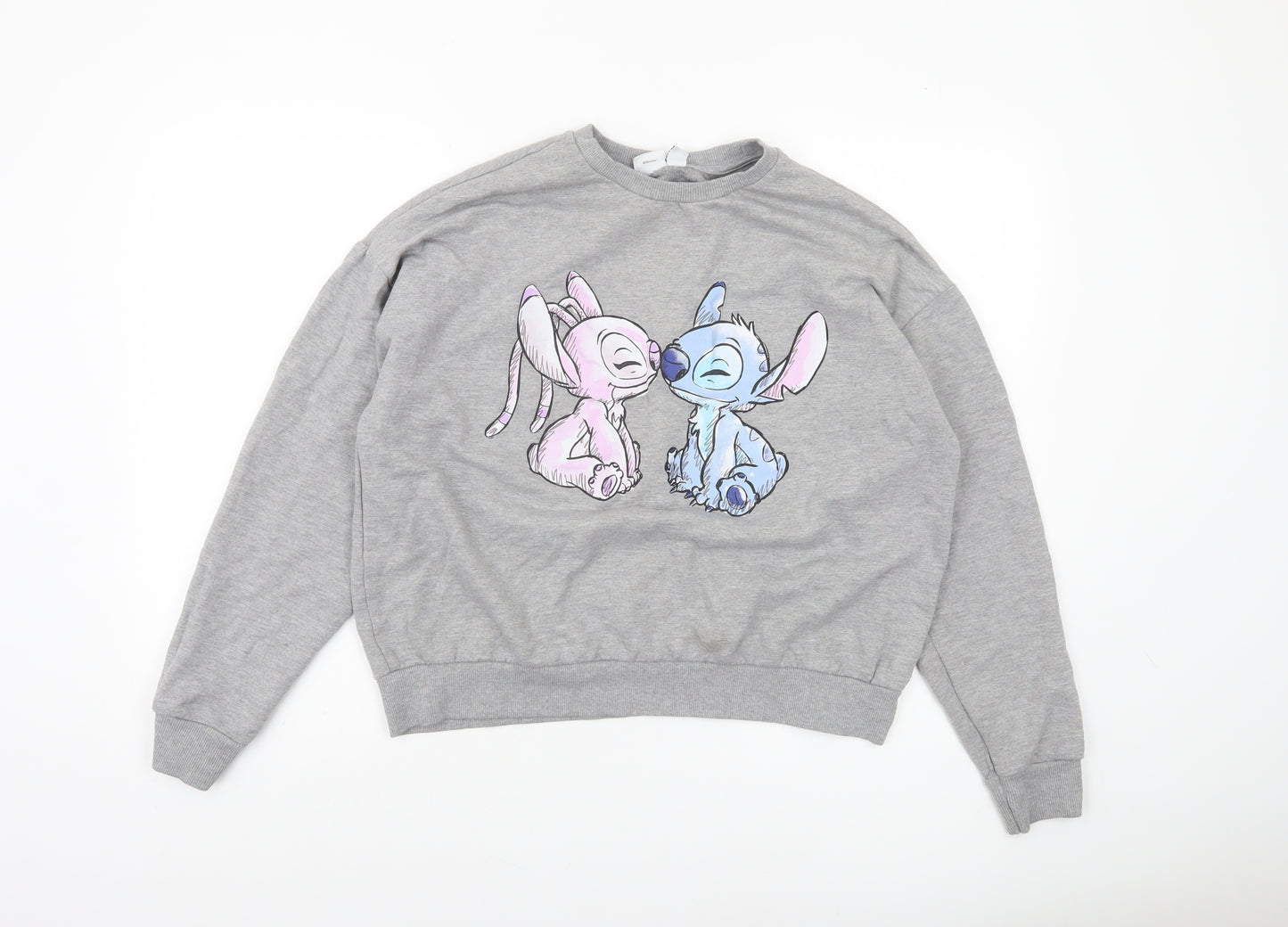 Disney Women’s Grey Stitch Sweatshirt Size 12/14 Crew Neck Pullover